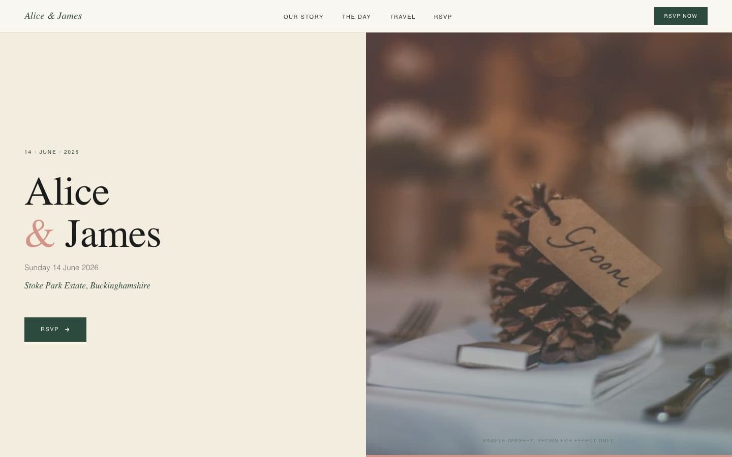 Classic & Warm sample wedding website