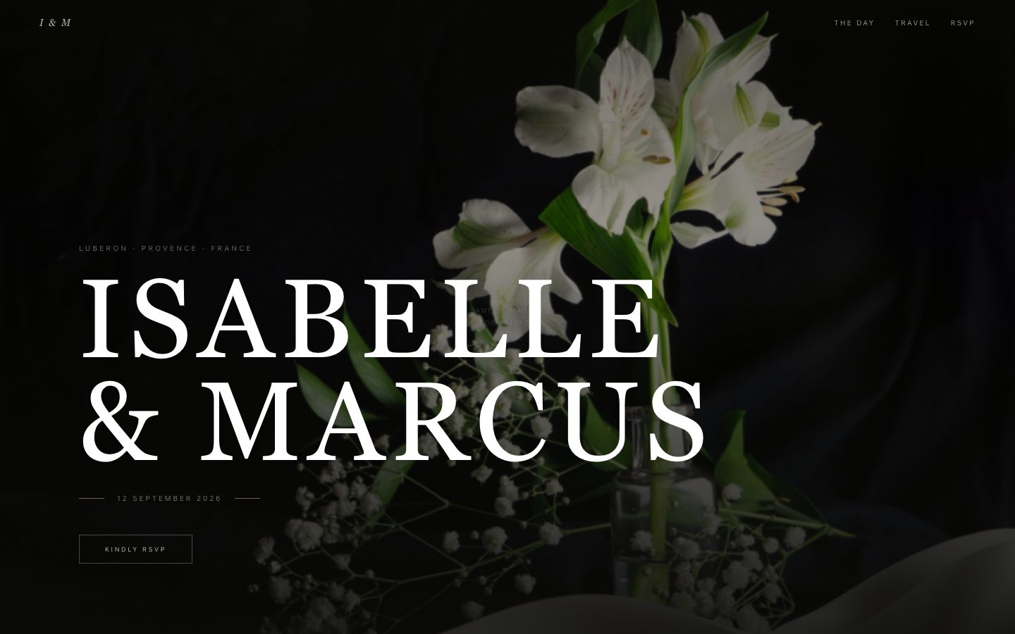 Editorial Dark, a wedding website design