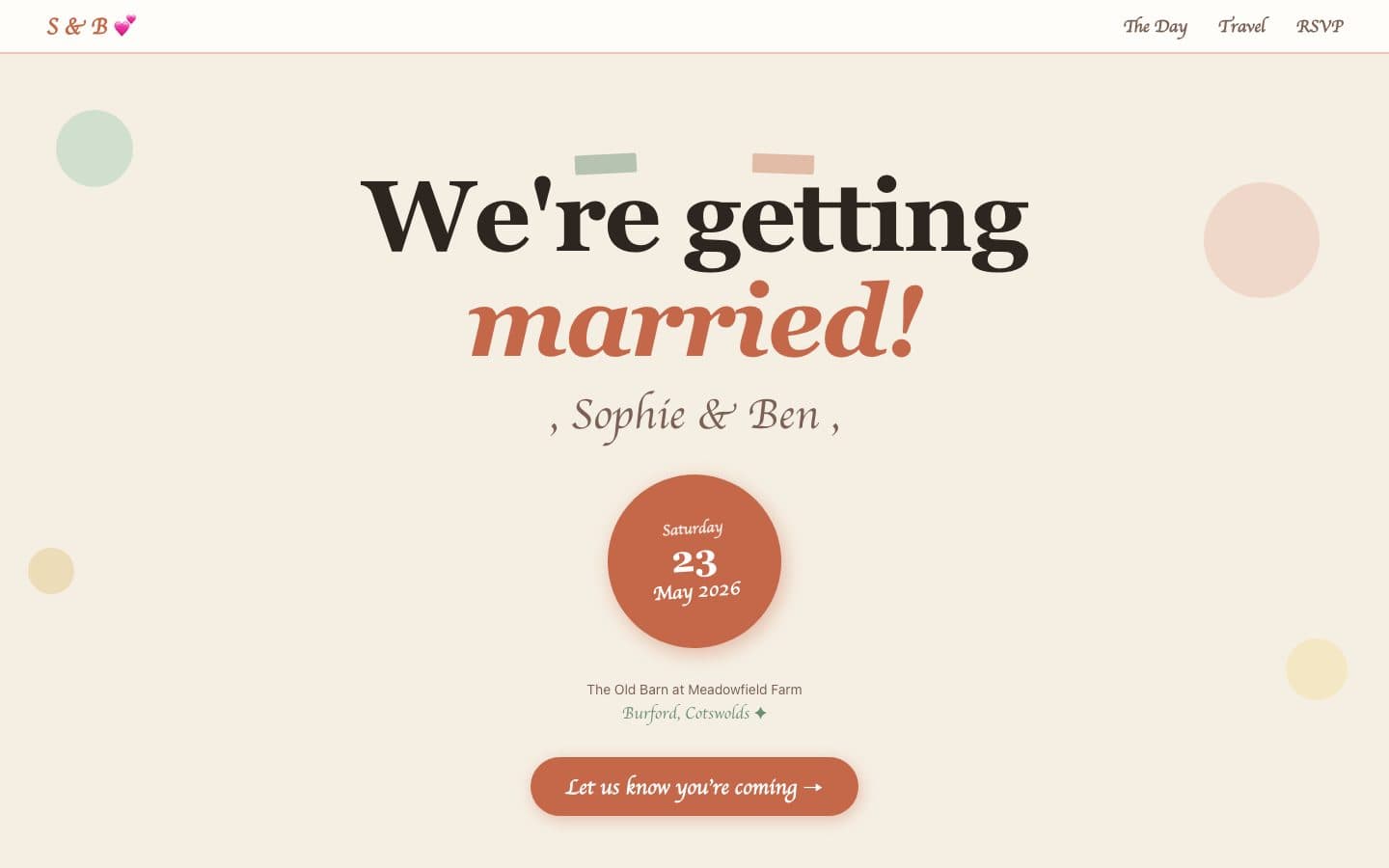 Joyful Scrapbook sample wedding website
